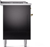 Nostalgie II 60 Inch Dual Fuel Natural Gas Freestanding Range in Glossy Black with Brass Trim