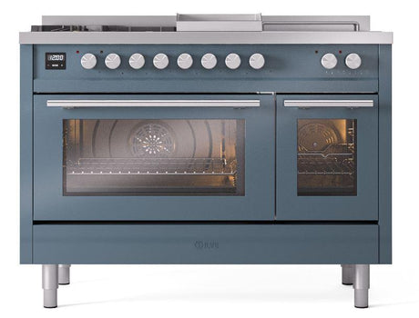 Professional Plus II 48 Inch Dual Fuel Liquid Propane Freestanding Range in Blue Grey with Trim