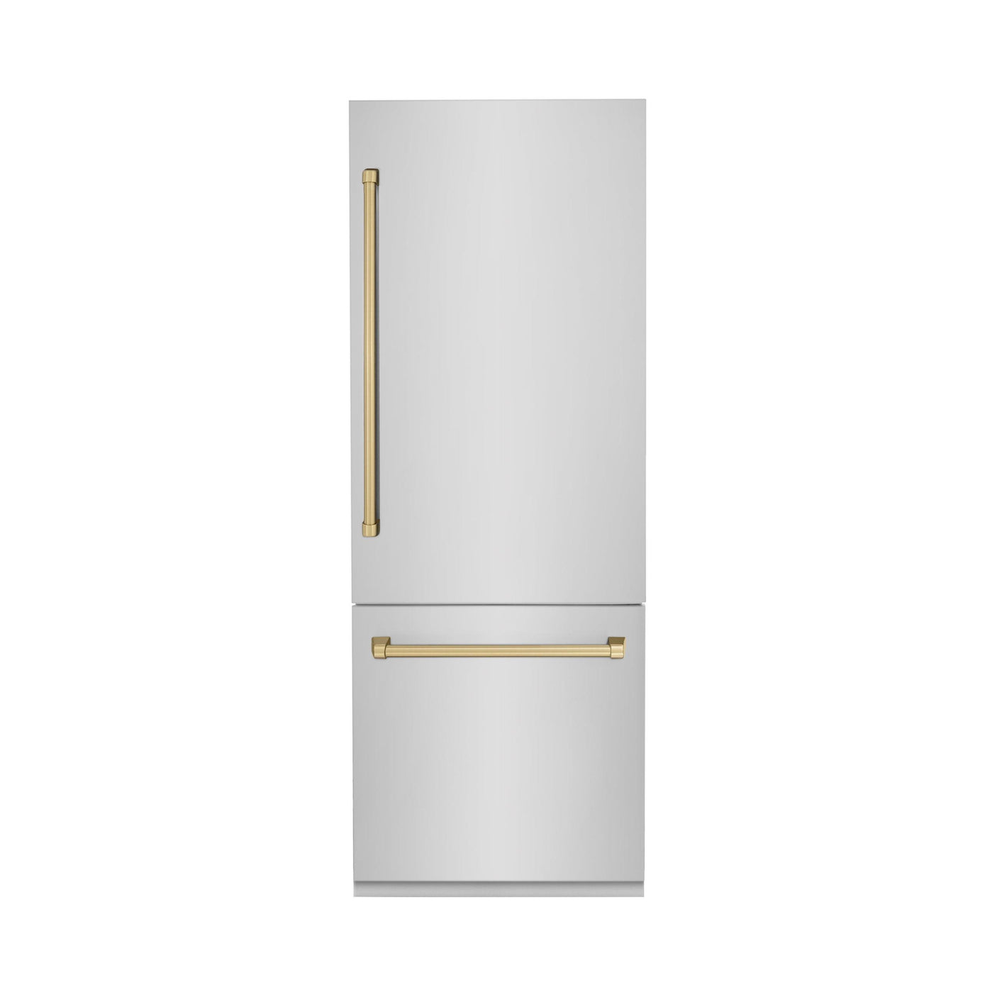 ZLINE 30" Autograph Edition 16.1 cu. ft. Built-in 2-Door Bottom Freezer Refrigerator with Internal Water and Ice Dispenser in Stainless Steel with Champagne Bronze Accents (RBIVZ-304-30-CB)