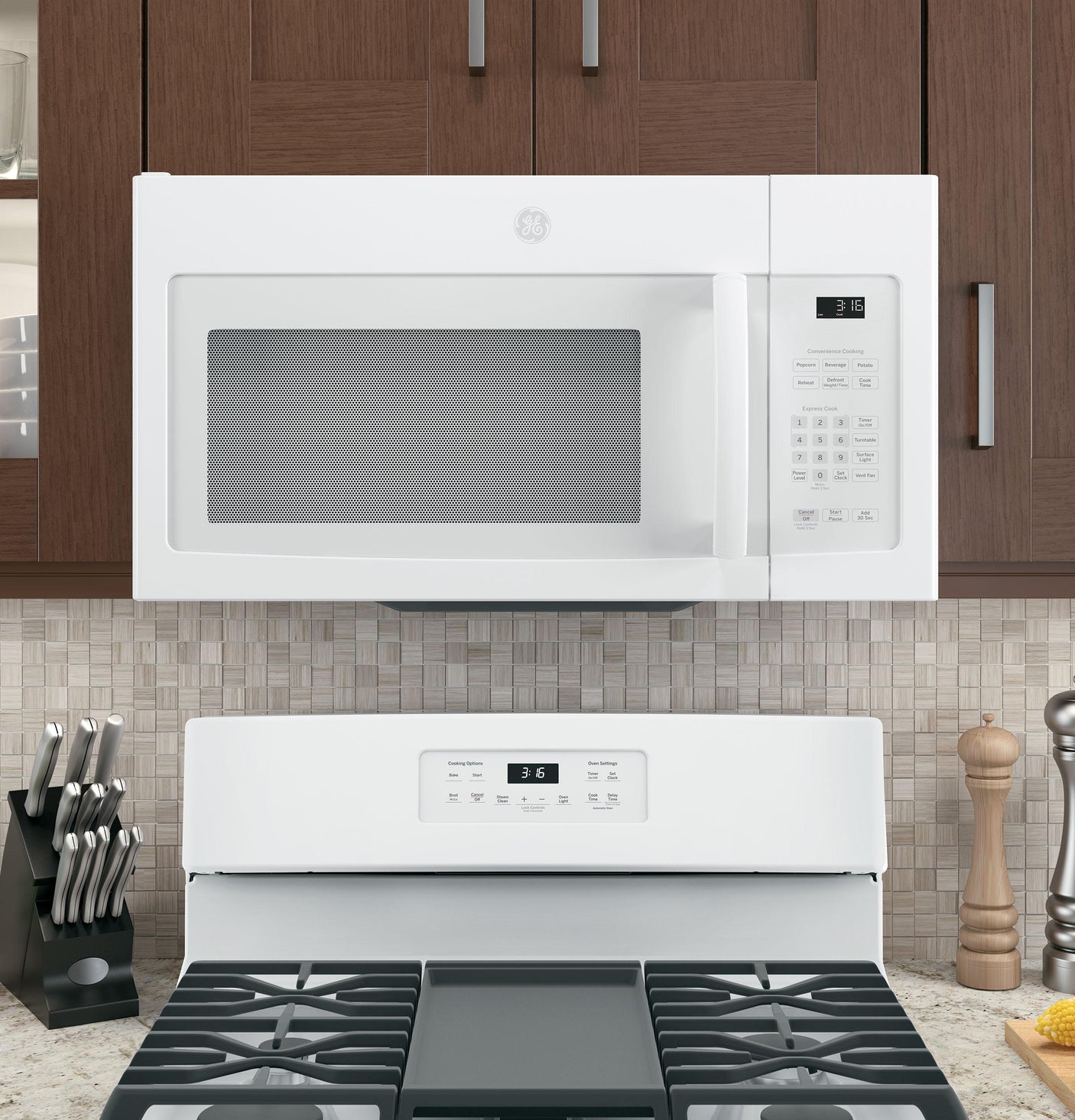 GE® 1.6 Cu. Ft. Over-the-Range Microwave Oven with Recirculating Venting