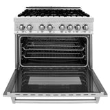 ZLINE 36 in. 4.6 cu. ft. Electric Oven and Gas Cooktop Dual Fuel Range with Griddle in Stainless Steel (RA-GR-36)