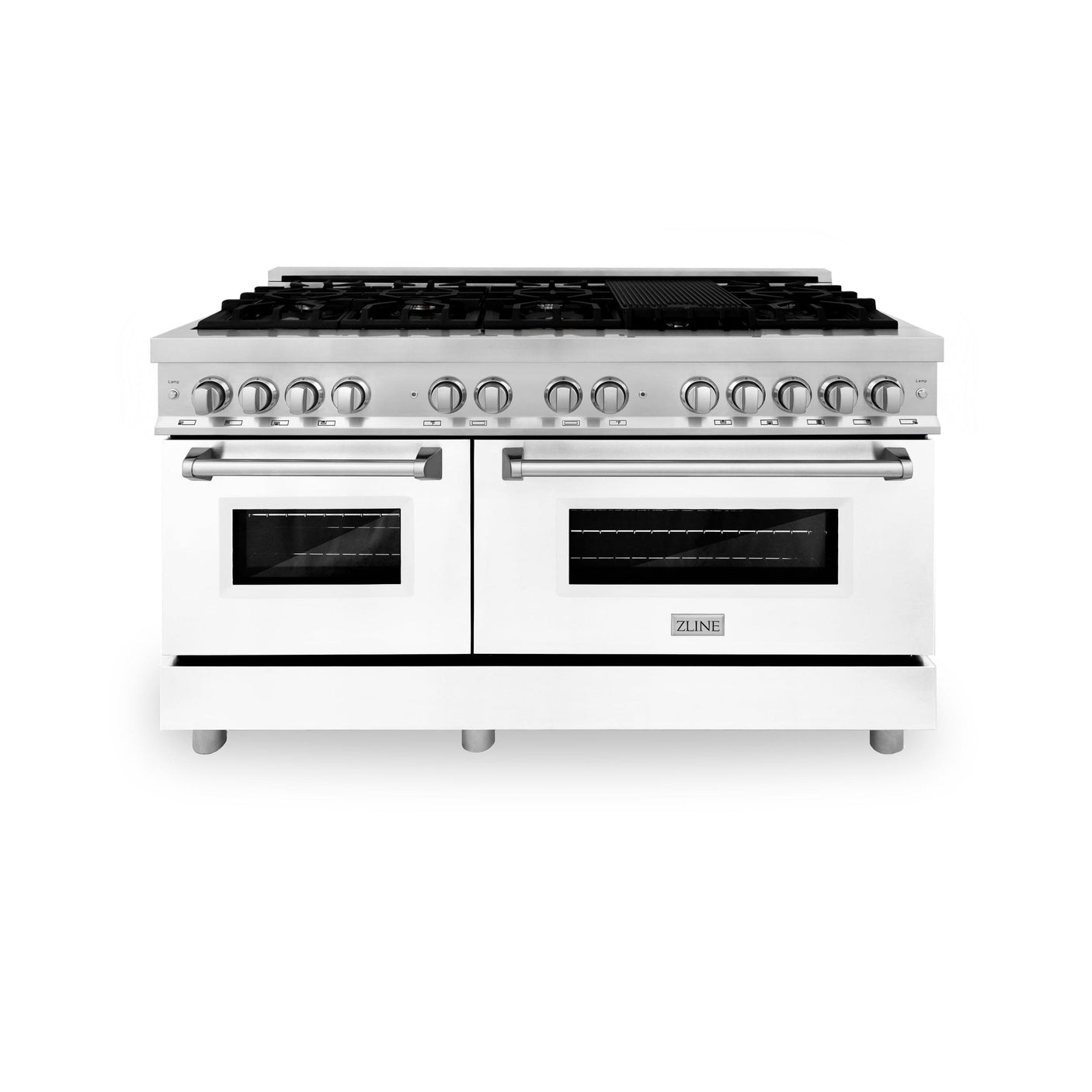 ZLINE 60 in. 7.4 cu. ft. Dual Fuel Range with Gas Stove and Electric Oven in Stainless Steel with Color Options (RA60) [Color: White Matte]