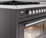 Professional Plus II 48 Inch Dual Fuel Natural Gas Freestanding Range in Matte Graphite with Trim