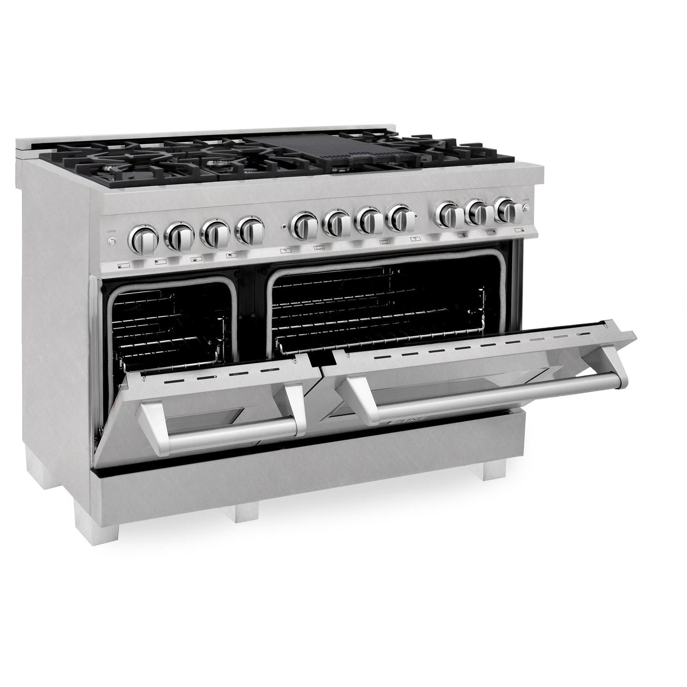 ZLINE 48 in. DuraSnow Stainless Steel 6.0 cu.ft. 7 Gas Burner/Electric Oven Range with Color Door Options (RAS-SN-48) [Color: DuraSnow Stainless Steel]