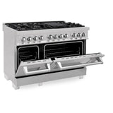 ZLINE 48 in. DuraSnow Stainless Steel 6.0 cu.ft. 7 Gas Burner/Electric Oven Range with Color Door Options (RAS-SN-48) [Color: DuraSnow Stainless Steel]