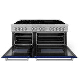 ZLINE 60 in. 7.4 cu. ft. Dual Fuel Range with Gas Stove and Electric Oven in DuraSnow Stainless Steel and Colored Door Options (RAS-60) [Color: DuraSnow Stainless Steel with Blue Gloss Door]