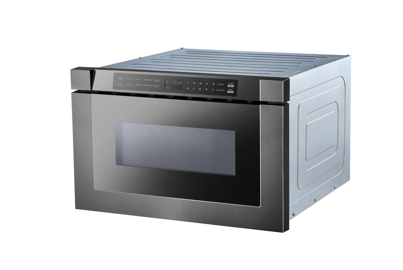 24" Built-In Microwave Drawer - Black Glass & Black Stainless