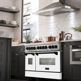 ZLINE Autograph Edition 48" 6.0 cu. ft. Dual Fuel Range with Gas Stove and Electric Oven in DuraSnow Stainless Steel with White Matte Door with Accents (RASZ-WM-48) [Color: Matte Black]