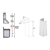 ZLINE 61" ZLINE DuraSnow Stainless Steel Extended Chimney and Crown (KB2-4SSXS-30-304-E)