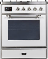 Majestic II 30 Inch Dual Fuel Liquid Propane Freestanding Range in White with Chrome Trim