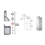 ZLINE 2-36 in. Chimney Extensions for 10 ft. to 12 ft. Ceilings (2PCEXT-667/697-304)