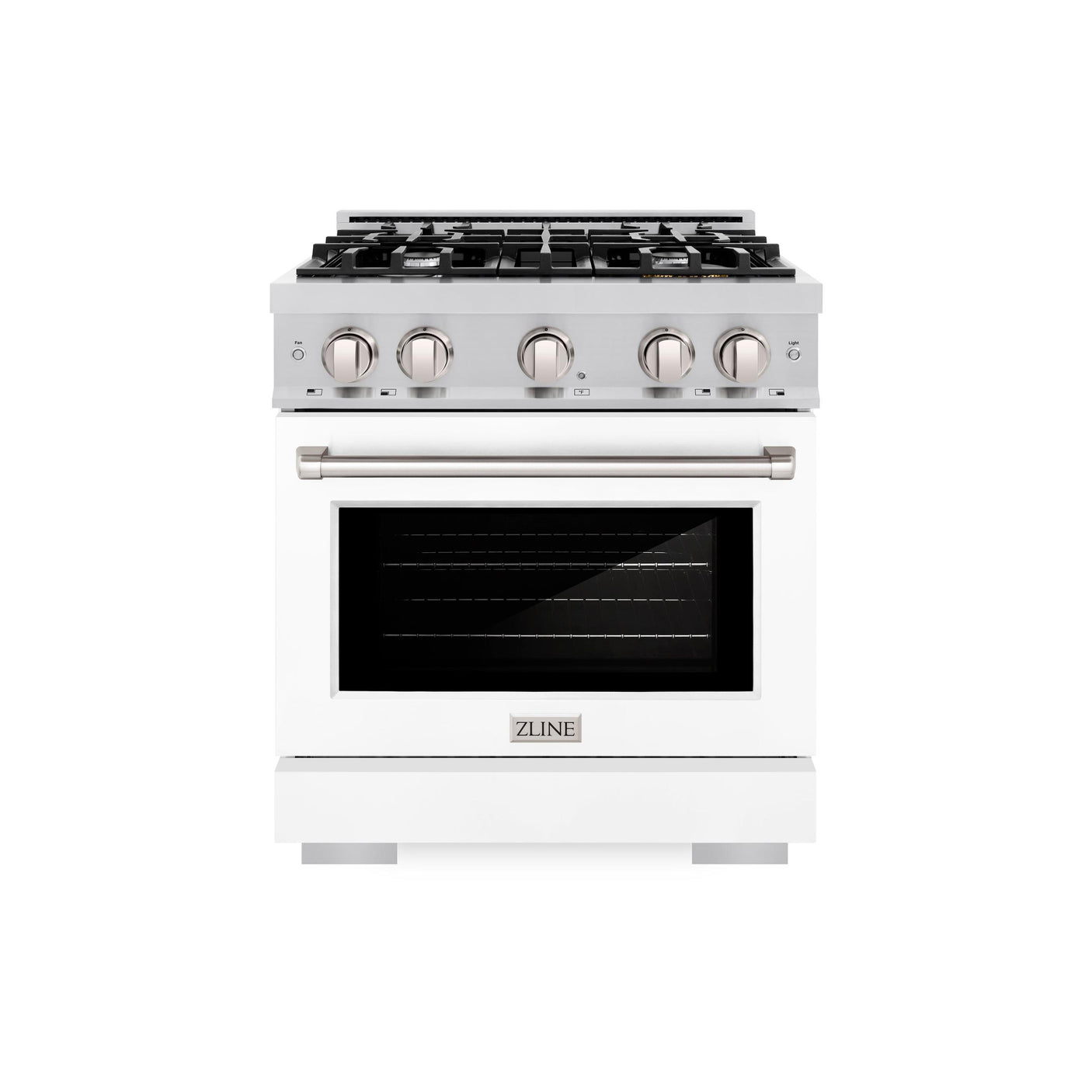 ZLINE 30 in. 4.2 cu. ft. Select Dual Fuel Range with 4 Burner Gas Cooktop and Electric Convection Oven in Stainless Steel with White Matte Door (HDR-WM-30)