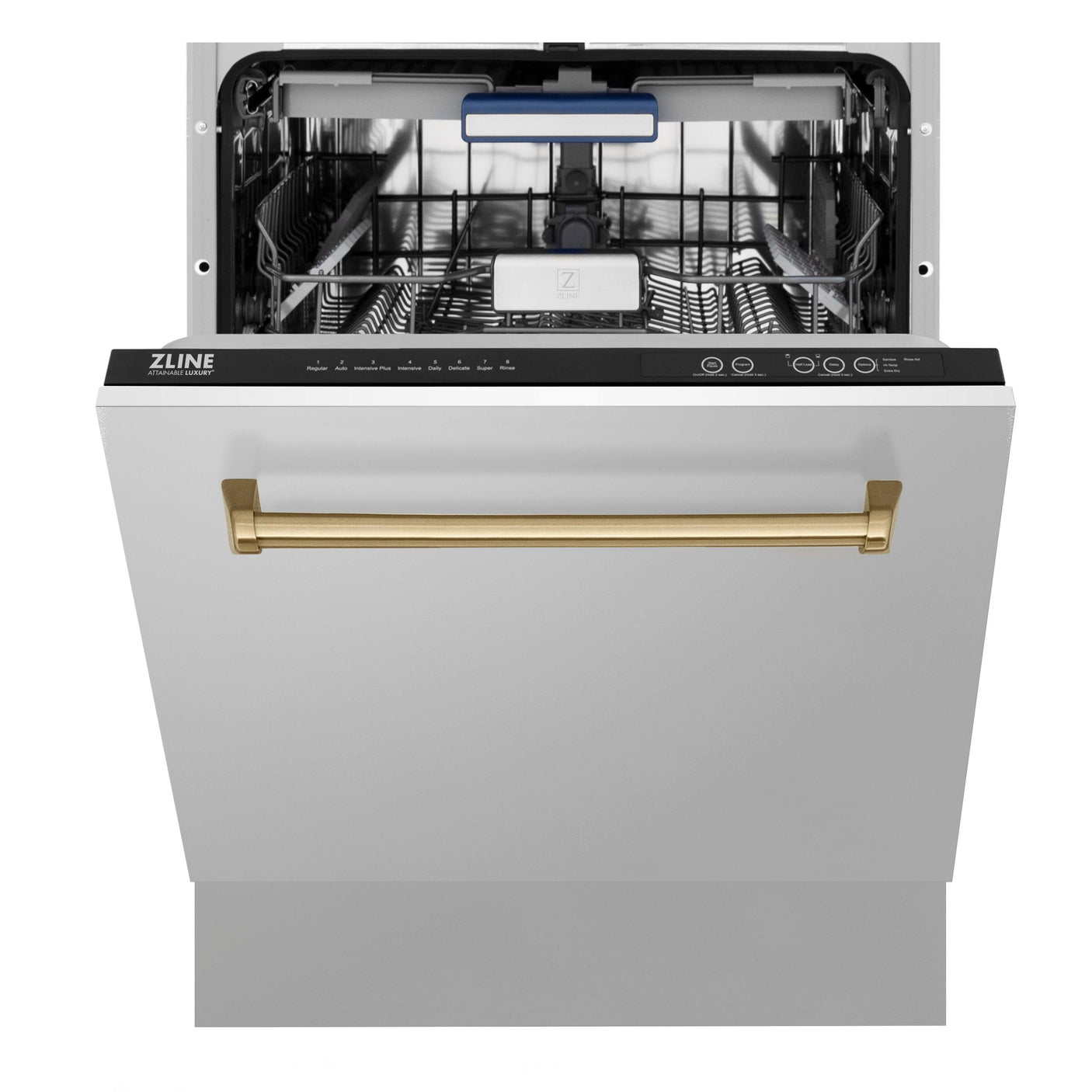 ZLINE Autograph Edition 24" 3rd Rack Top Control Tall Tub Dishwasher in Stainless Steel with Accent Handle, 51dBa (DWVZ-304-24) [Color: Champagne Bronze]