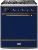 Majestic II 30 Inch Dual Fuel Liquid Propane Freestanding Range in Blue with Bronze Trim