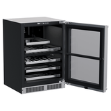 24-In Professional Built-In Dual Zone Wine And Beverage Center with Door Style - Stainless Steel Frame Glass