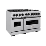 ZLINE Autograph Edition 48 in. 6.7 cu. ft. Classic Double Oven Dual Fuel Range with 8 Burner Gas Cooktop in Stainless Steel and Matte Black Accents (CDRZ-48-MB)