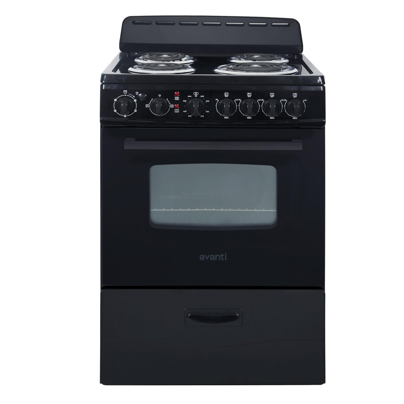 Avanti 24" Electric Range Oven with Framed Glass Door - Black / 2.6 cu. ft.