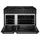 ZLINE 48 in. 6.7 cu. ft. Paramount Double Oven Dual Fuel Range in Black Stainless Steel with 8 Brass Burners (SDRB-BR-48)