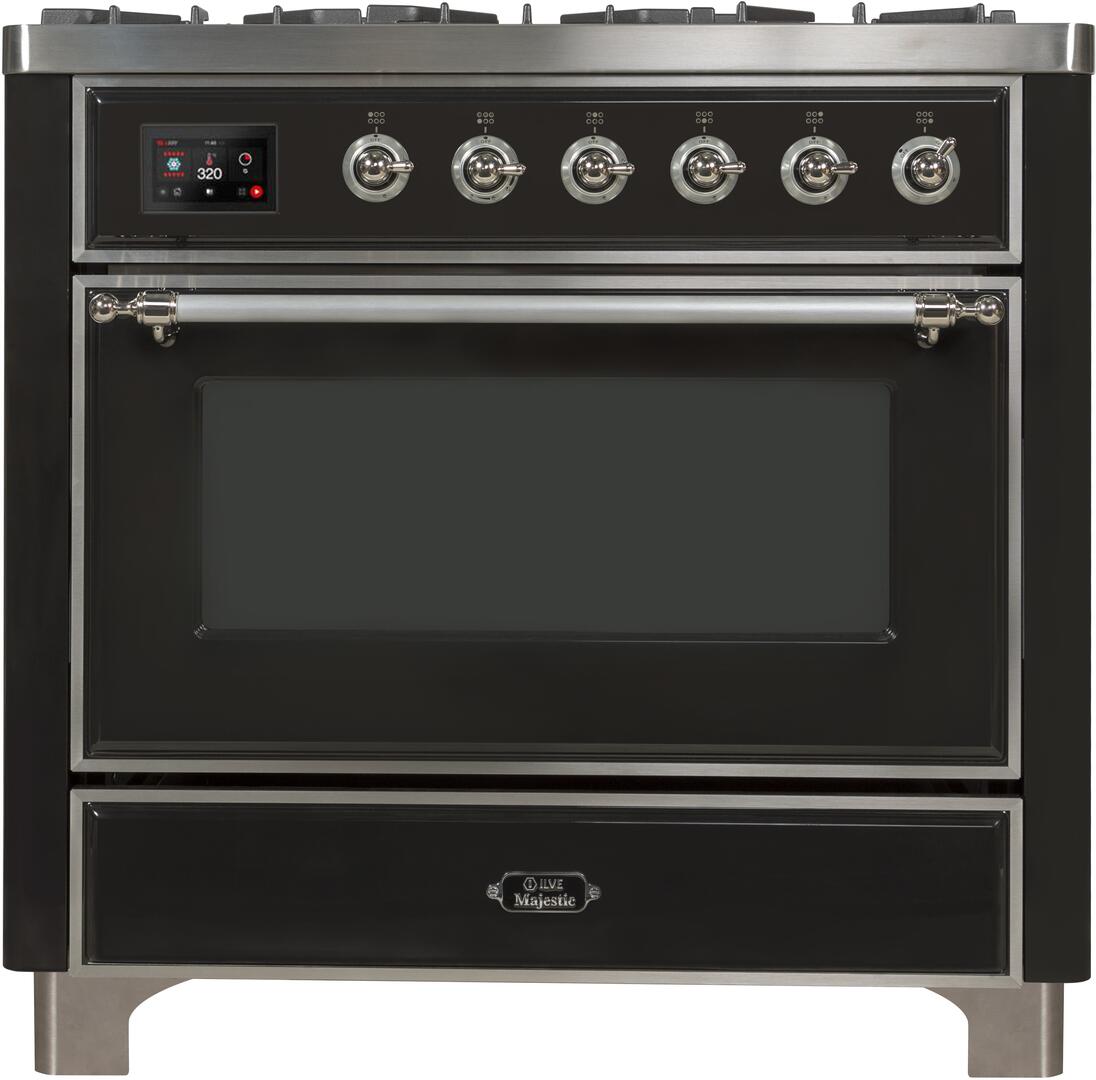 Majestic II 36 Inch Dual Fuel Liquid Propane Freestanding Range in Matte Graphite with Chrome Trim