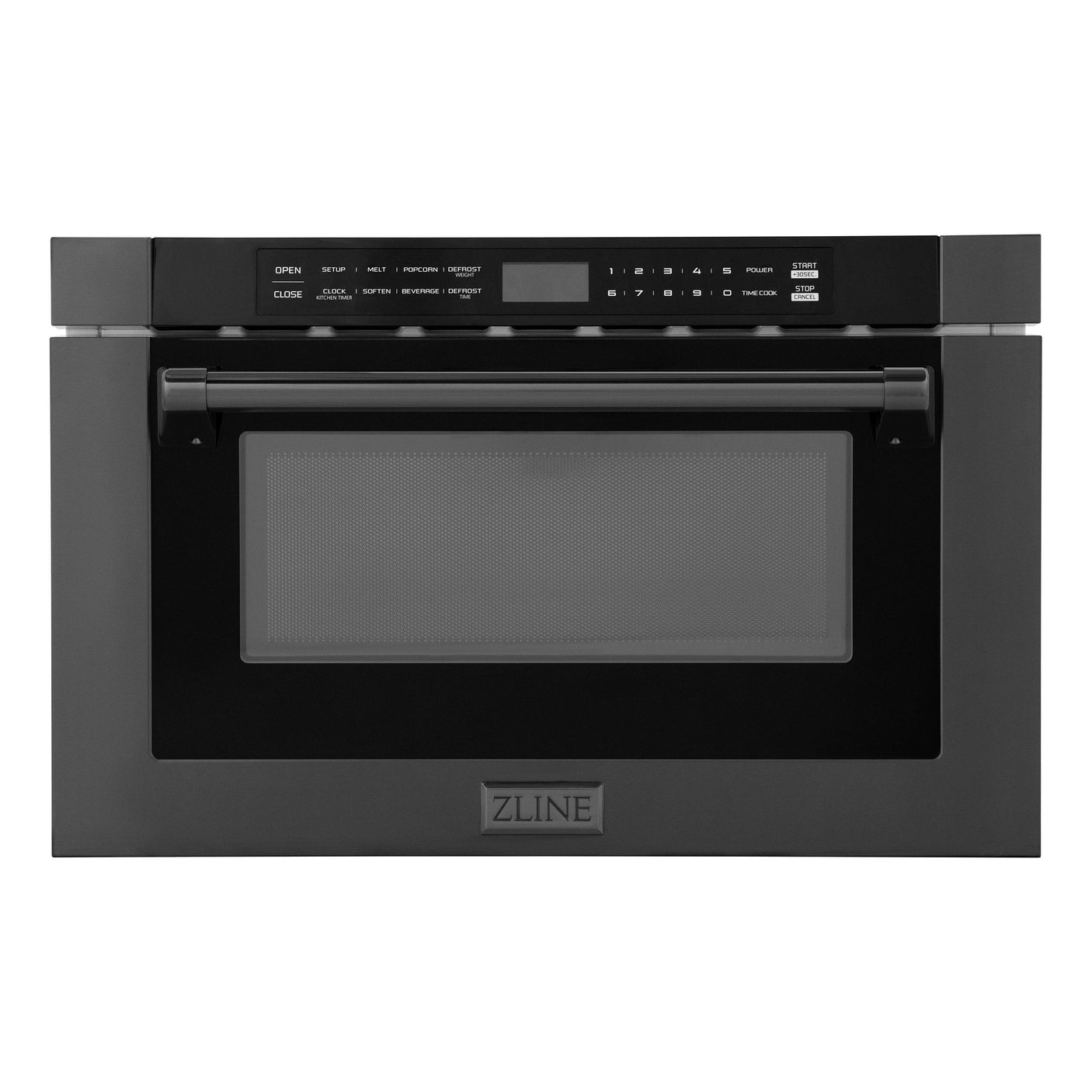 ZLINE 24" 1.2 cu. ft. Built-in Microwave Drawer with a Traditional Handle in Black Stainless Steel (MWD-1-BS-H)