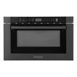 ZLINE 24" 1.2 cu. ft. Built-in Microwave Drawer with a Traditional Handle in Black Stainless Steel (MWD-1-BS-H)