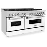 ZLINE 60 in. 7.4 cu. ft. Dual Fuel Range with Gas Stove and Electric Oven in Stainless Steel with Color Options (RA60) [Color: White Matte]