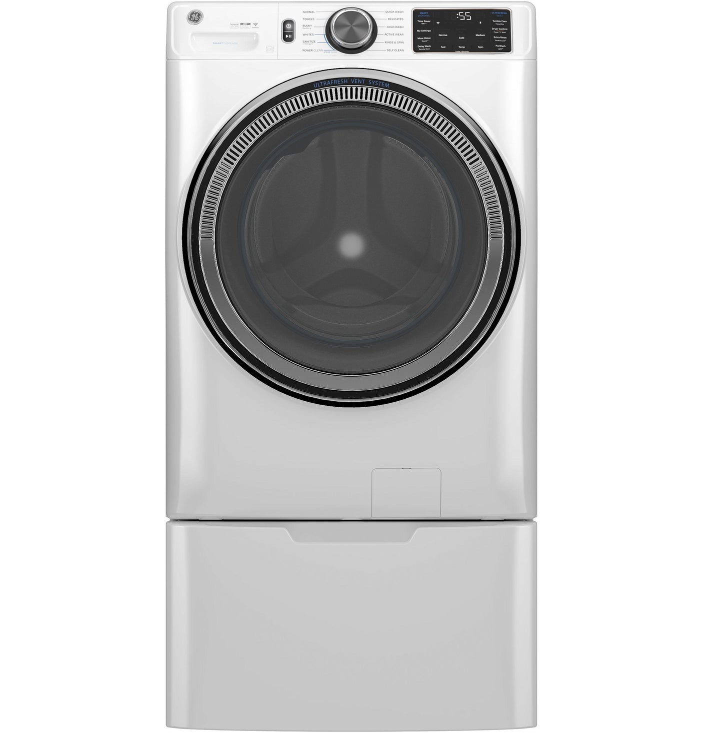 GE® ENERGY STAR® 5.0 cu. ft. Capacity Smart Front Load Steam Washer with SmartDispense™ UltraFresh Vent System with OdorBlock™ and Sanitize + Allergen