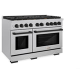 ZLINE Autograph Edition 48 in. 6.7 cu. ft. 8 Burner Double Oven Gas Range in DuraSnow' Stainless Steel and Matte Black Accents (SGRSZ-48-MB)