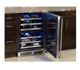 24" High Efficiency Dual Zone Wine Cellar - Panel Overlay, Frame Ready Glass Door - Integrated Right Hinge