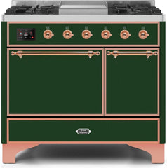 Majestic II 40 Inch Dual Fuel Natural Gas Freestanding Range in Emerald Green with Copper Trim