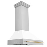 ZLINE 36 in. Autograph Edition Stainless Steel Range Hood with White Matte Shell and Accents (8654STZ-WM36) [Color: Gold]