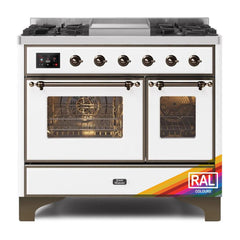 ILVE Majestic II 40 UMD10FDNS3RAB Freestanding Dual Fuel Range with 6 Sealed Burners Yes Double Oven with Triple Glass Door in RAL Color with Bronze knobs