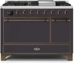 Majestic II 48 Inch Dual Fuel Liquid Propane Freestanding Range in Matte Graphite with Bronze Trim