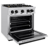 ZLINE Autograph Edition 30 in. 4.2 cu. ft. Classic Dual Fuel Range with 4 Burner Gas Cooktop and Electric Convection Oven in Stainless Steel with Matte Black Accents (CDRZ-30-MB)