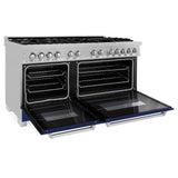 ZLINE 60 in. 7.4 cu. ft. Dual Fuel Range with Gas Stove and Electric Oven in DuraSnow Stainless Steel and Colored Door Options (RAS-60) [Color: DuraSnow Stainless Steel with Blue Gloss Door]