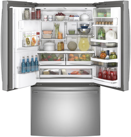 GE Profile™ ENERGY STAR® 22.1 Cu. Ft. Counter-Depth Fingerprint Resistant French-Door Refrigerator with Hands-Free AutoFill