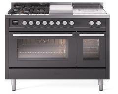 Professional Plus II 48 Inch Dual Fuel Liquid Propane Freestanding Range in Matte Graphite with Trim