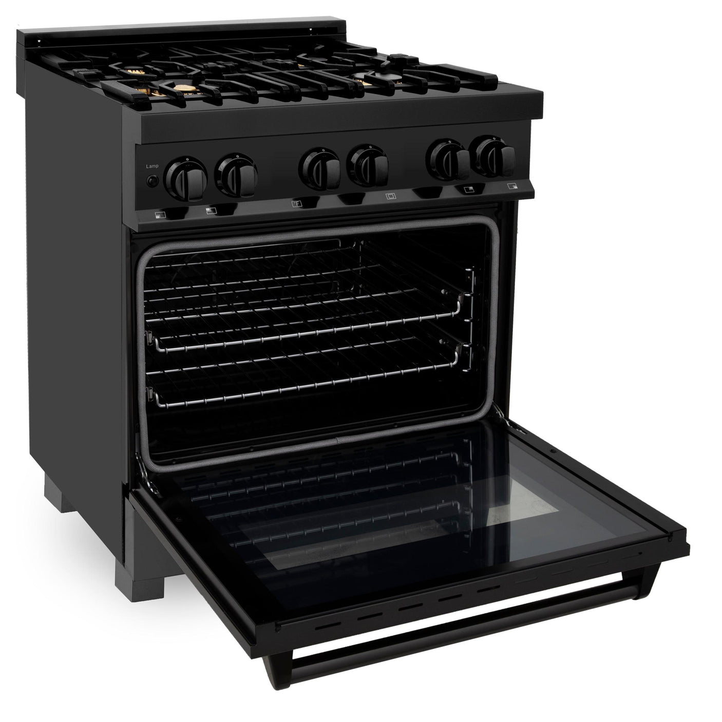 ZLINE 30 in. 4.0 cu. ft. Dual Fuel Range with Gas Stove and Electric Oven in Black Stainless Steel (RAB-BR-30)