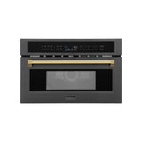 ZLINE Autograph Edition 30? 1.6 cu ft. Built-in Convection Microwave Oven in Black Stainless Steel and Polished Gold Accents (MWOZ-30-BS-G)