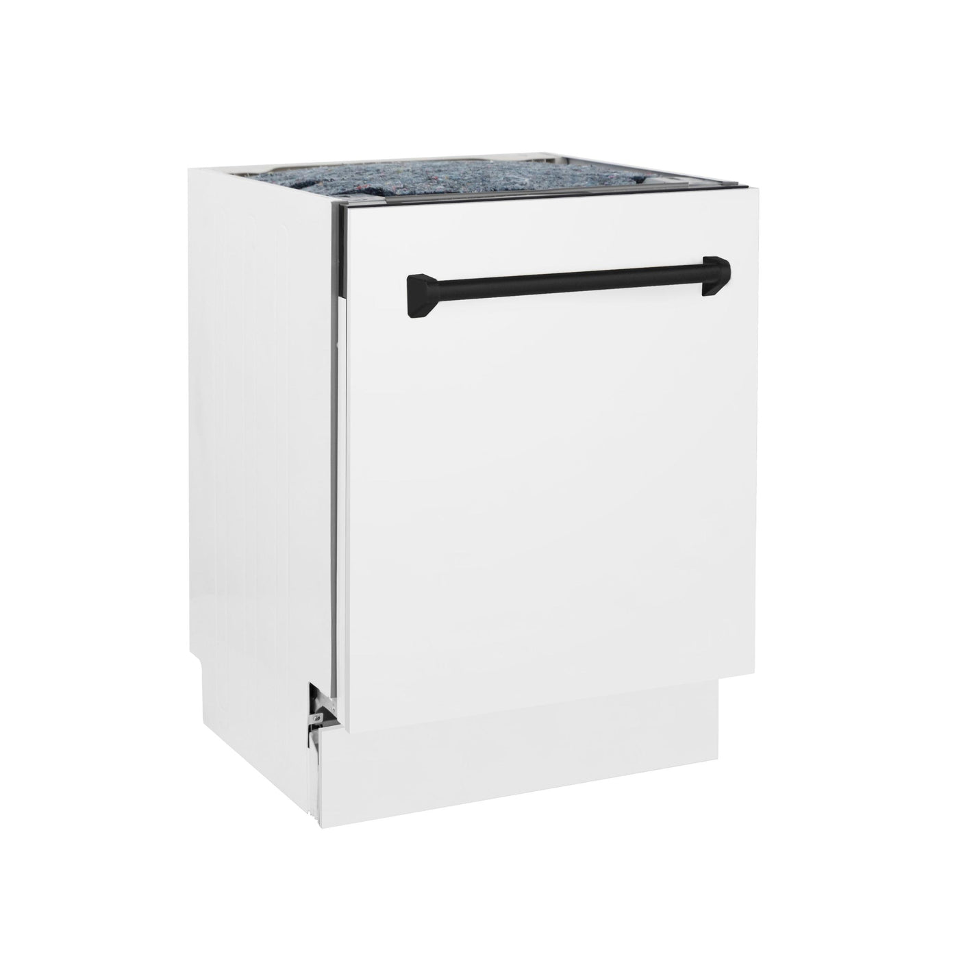 ZLINE Autograph Edition 24" 3rd Rack Top Control Tall Tub Dishwasher in White Matte with Accent Handle, 51dBa (DWVZ-WM-24) [Color: Champagne Bronze]