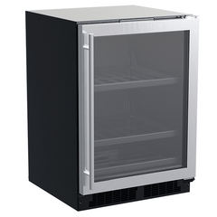 24-In Built-In Beverage Center With 3-In-1 Convertible Shelves with Door Style - Stainless Steel Frame Glass