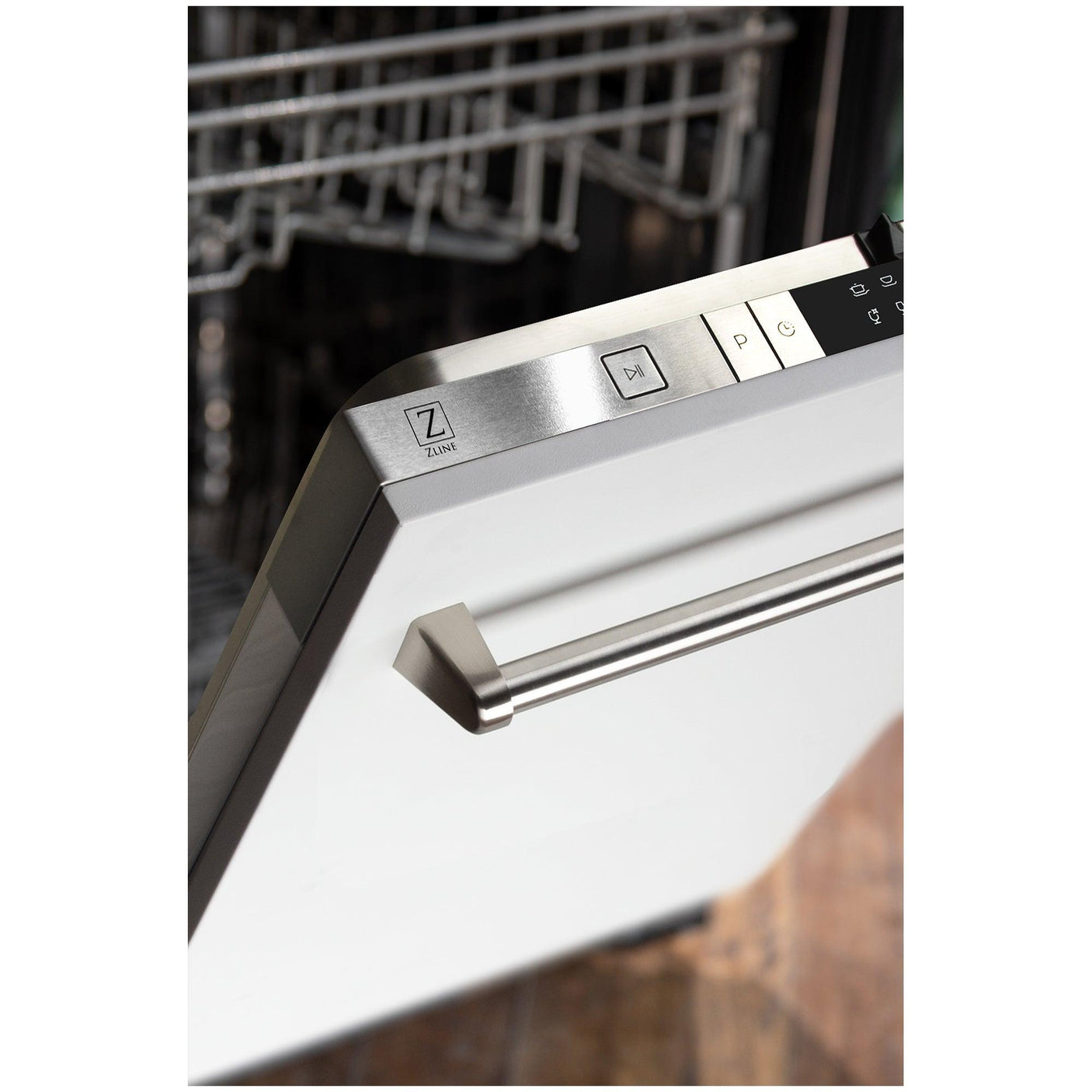 ZLINE 24 in. Top Control Dishwasher with Stainless Steel Tub and Traditional Style Handle, 52dBa (DW-24) [Color: White Matte]