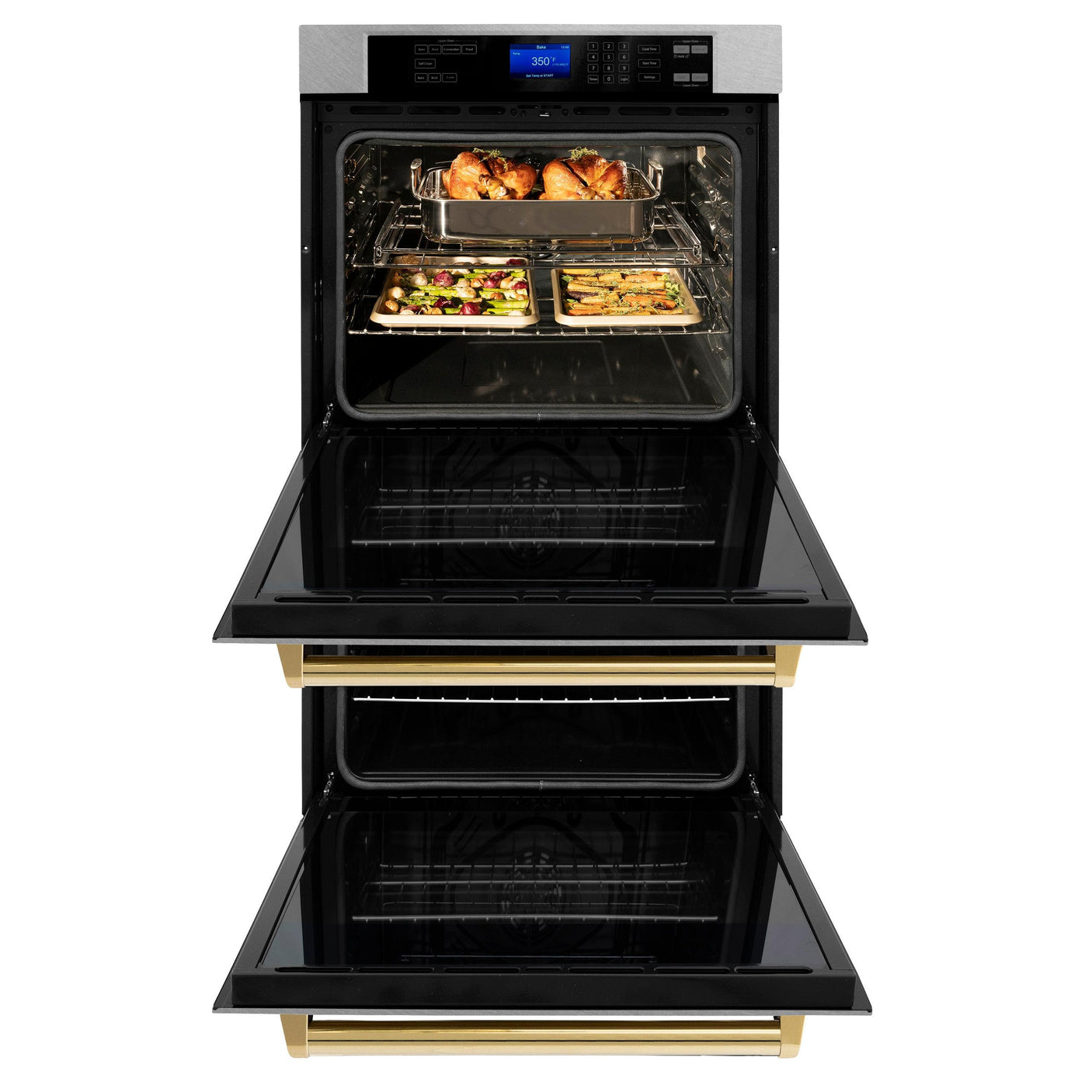 ZLINE 30" Autograph Edition Double Wall Oven with Self Clean and True Convection in DuraSnow Stainless Steel (AWDSZ-30) [Color: Gold]