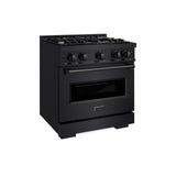 ZLINE 30 in. 4.2 cu. ft. Classic Dual Fuel Range with 4 Burner Gas Cooktop and Electric Convection Oven in Black Stainless Steel (CDRB-30)