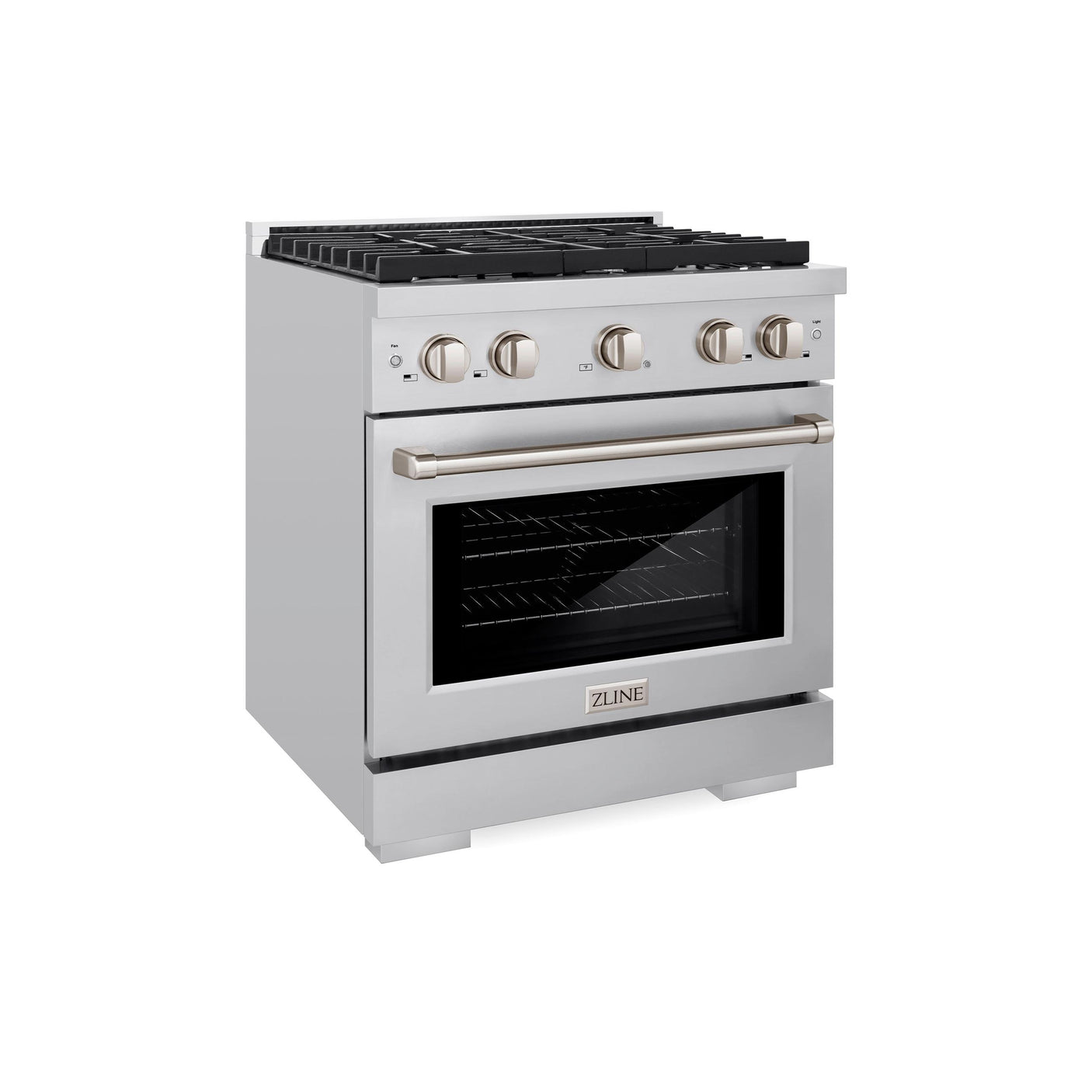 ZLINE 30 in. 4.2 cu. ft. Paramount Dual Fuel Range with Gas Cooktop and Electric Convection Oven in Stainless Steel with 4 Brass Burners (SDR-BR-30)