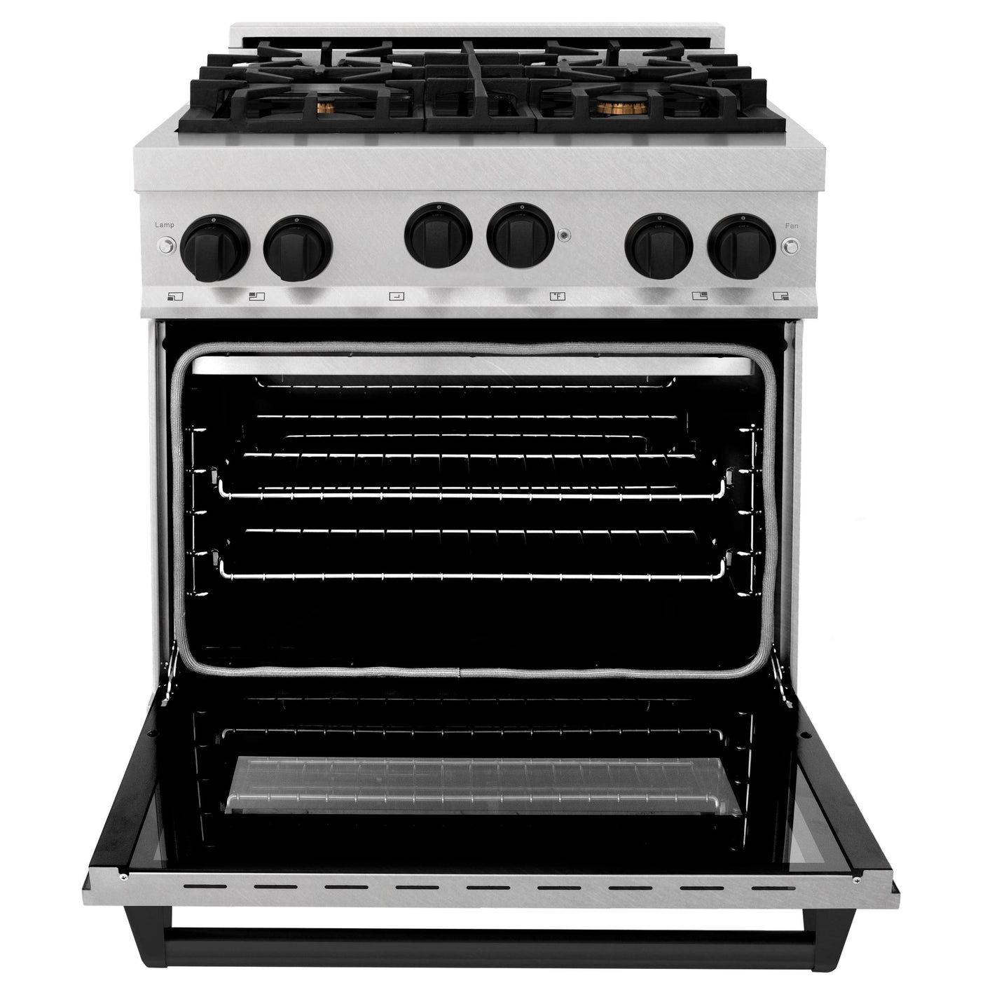 ZLINE 30" 4.0 cu. ft. Range with Gas Stove and Gas Oven in DuraSnow® Stainless Steel with Accents (RGSZ-SN-30) [Accent: Champagne Bronze]