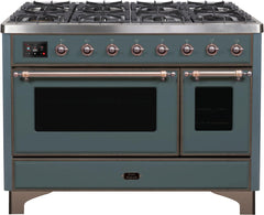 Majestic II 48 Inch Dual Fuel Liquid Propane Freestanding Range in Blue Grey with Bronze Trim