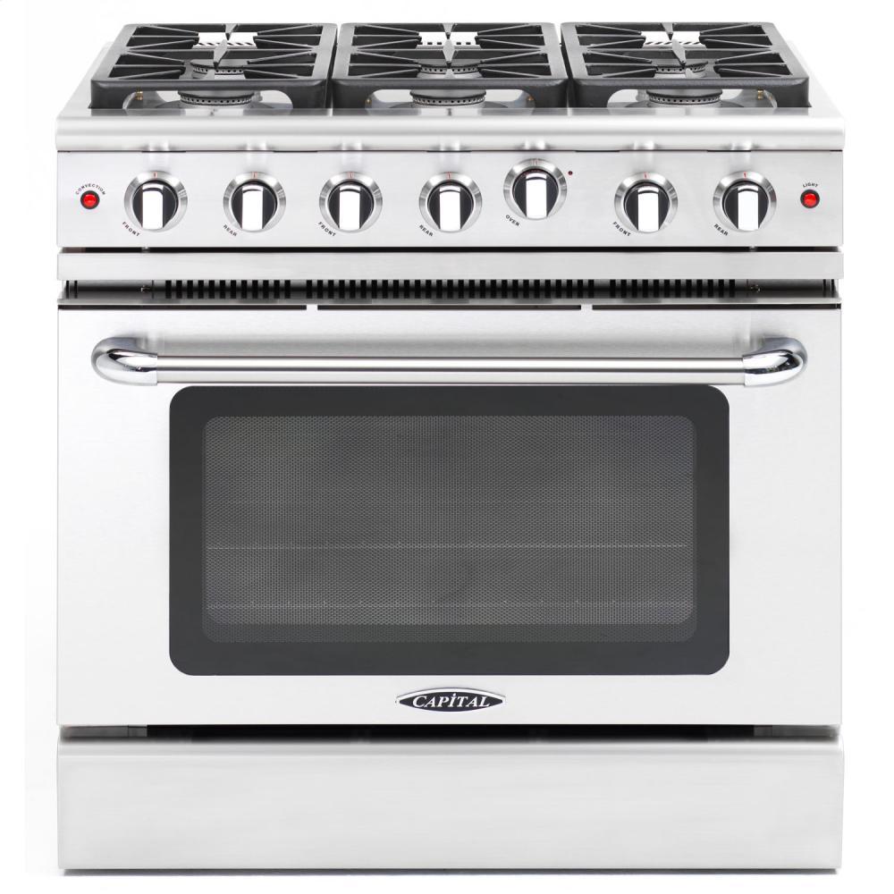 36" Gas Convection Range with 6 Sealed Burners 19K BTU