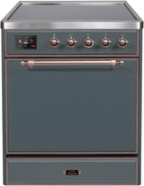 Majestic II 30 Inch Electric Freestanding Range in Blue Grey with Bronze Trim