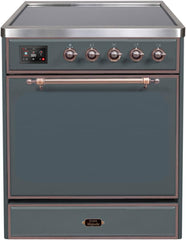 Majestic II 30 Inch Electric Freestanding Range in Blue Grey with Bronze Trim